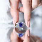 Certified 4 Carat Asscher Cut Lab Created Blue Sapphire Celtic Knot Engagement Ring AAAA - Rosec Jewels