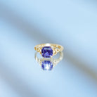 Certified 4 Carat Asscher Cut Lab Created Blue Sapphire Celtic Knot Engagement Ring AAAA - Rosec Jewels