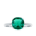 Certified 2 Carat Cushion Cut Lab Grown Emerald Ring for Engagement AAAA - Rosec Jewels