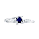 Real Blue Sapphire Promise Ring with Diamond Bypass Shank AAA - Rosec Jewels