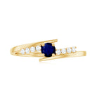 Real Blue Sapphire Promise Ring with Diamond Bypass Shank AAA - Rosec Jewels