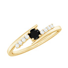 Minimal Round Created Black Diamond and Diamond Bypass Promise Ring Lab Created Black Diamond - ( AAAA ) - Quality - Rosec Jewels