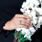 Round Cut Genuine Emerald and Diamond Designer Engagement Ring AAA - Rosec Jewels