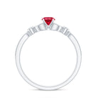 Lab-Lab Grown Ruby and Diamond Minimal Promise Ring AAAA - Rosec Jewels