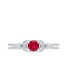 Lab-Lab Grown Ruby and Diamond Minimal Promise Ring AAAA - Rosec Jewels