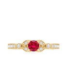 Lab-Lab Grown Ruby and Diamond Minimal Promise Ring AAAA - Rosec Jewels
