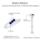 Natural Blue Sapphire 3 Stone Promise Ring with Diamond Bypass Shank AAA - Rosec Jewels