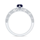 Vintage Inspired 0.9 Carat Blue Sapphire Filigree Engagement Ring for Women AAA - Rosec Jewels