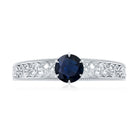 Vintage Inspired 0.9 Carat Blue Sapphire Filigree Engagement Ring for Women AAA - Rosec Jewels