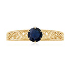 Vintage Inspired 0.9 Carat Blue Sapphire Filigree Engagement Ring for Women AAA - Rosec Jewels