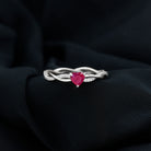 Heart Shape Solitaire Ruby and Diamond Braided Promise Ring Ruby - ( AAA ) - Quality - Rosec Jewels
