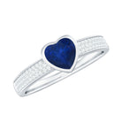 Rosec Jewels-1 CT Blue Sapphire Heart Solitaire Engagement Ring with Pave Diamond