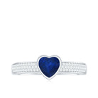 Rosec Jewels-1 CT Blue Sapphire Heart Solitaire Engagement Ring with Pave Diamond