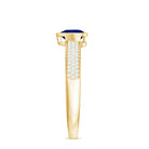 Rosec Jewels-1 CT Blue Sapphire Heart Solitaire Engagement Ring with Pave Diamond