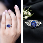 Certified 4 Carat Oval Lab Grown Blue Sapphire Bezel Set Engagement Ring AAAA - Rosec Jewels