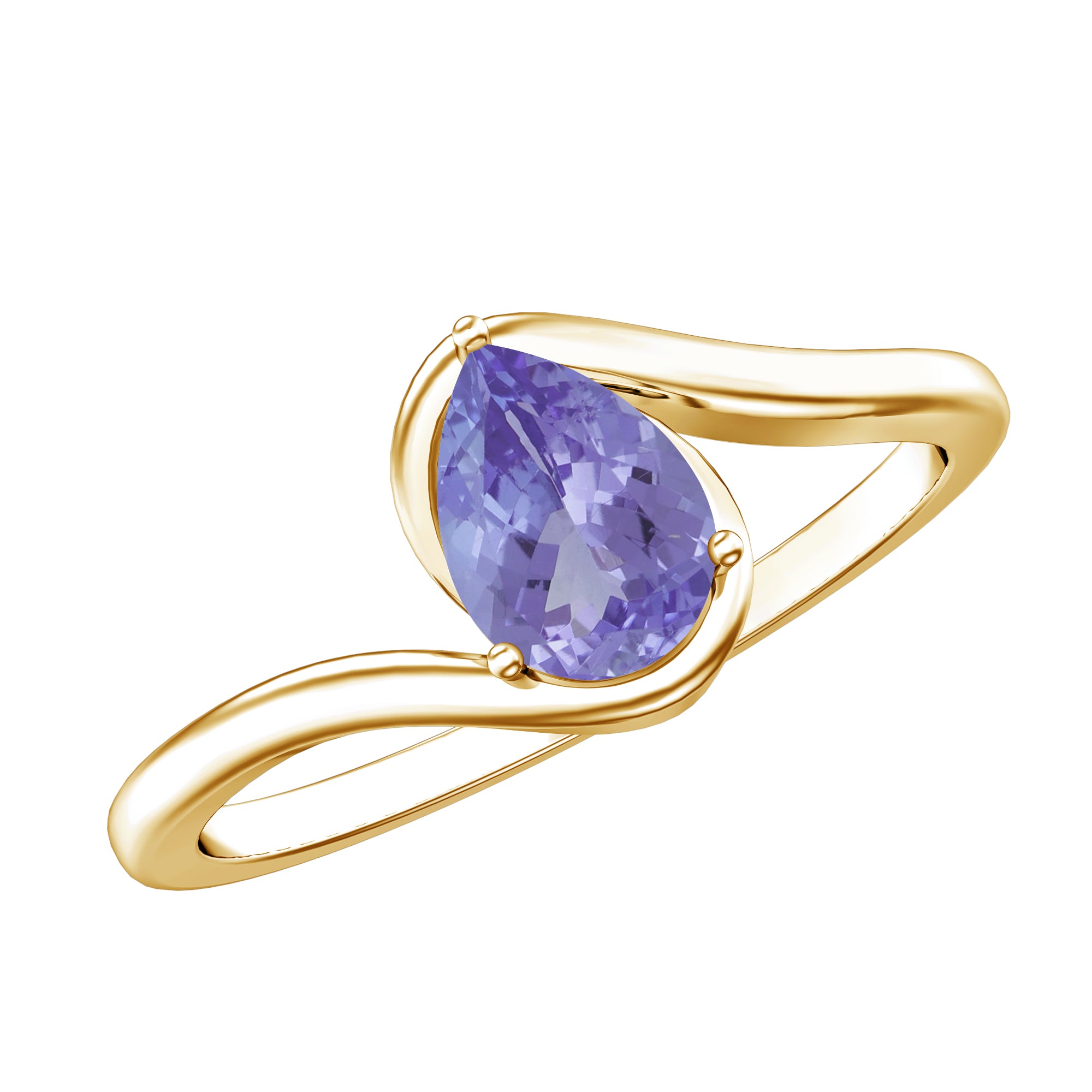 Rosec Jewels-Natural Tanzanite Solitaire Engagement Ring with Bypass Shank