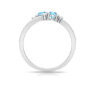 Natural Aquamarine Diamond 2 Stone Promise Ring with Split Shank AAA - Rosec Jewels