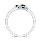 Rosec Jewels-Genuine Black Onyx Two Stone Promise Ring with Diamond