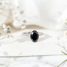 4.2 Carat Oval Lab Grown Black Diamond Solitaire Engagement Ring with Surprise White Diamond AAAA ( Synthetic ) - Rosec Jewels