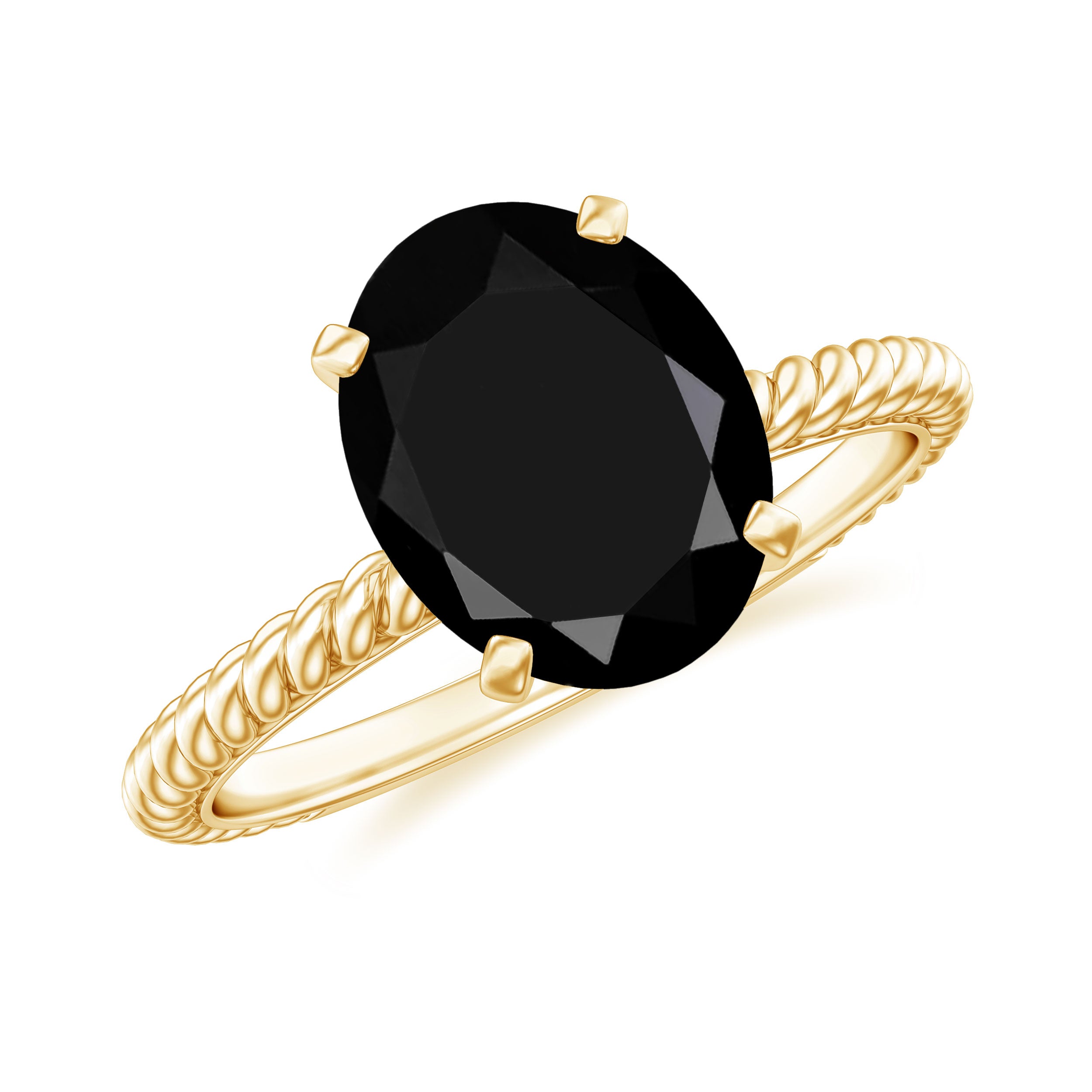 Created Black Diamond Solitaire Ring with Surprise Diamond Lab Created Black Diamond - ( AAAA ) - Quality - Rosec Jewels