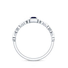 Natural Princess Cut Blue Sapphire Diamond Promise Ring with Infinity Heart Shank AAA - Rosec Jewels