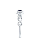 Natural Princess Cut Blue Sapphire Diamond Promise Ring with Infinity Heart Shank AAA - Rosec Jewels