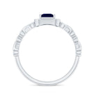 Natural Princess Cut Blue Sapphire Diamond Promise Ring with Infinity Heart Shank AAA - Rosec Jewels
