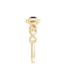 Natural Princess Cut Blue Sapphire Diamond Promise Ring with Infinity Heart Shank AAA - Rosec Jewels