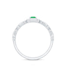 Rosec Jewels-Natural Princess Cut Emerald Diamond Promise Ring For Her
