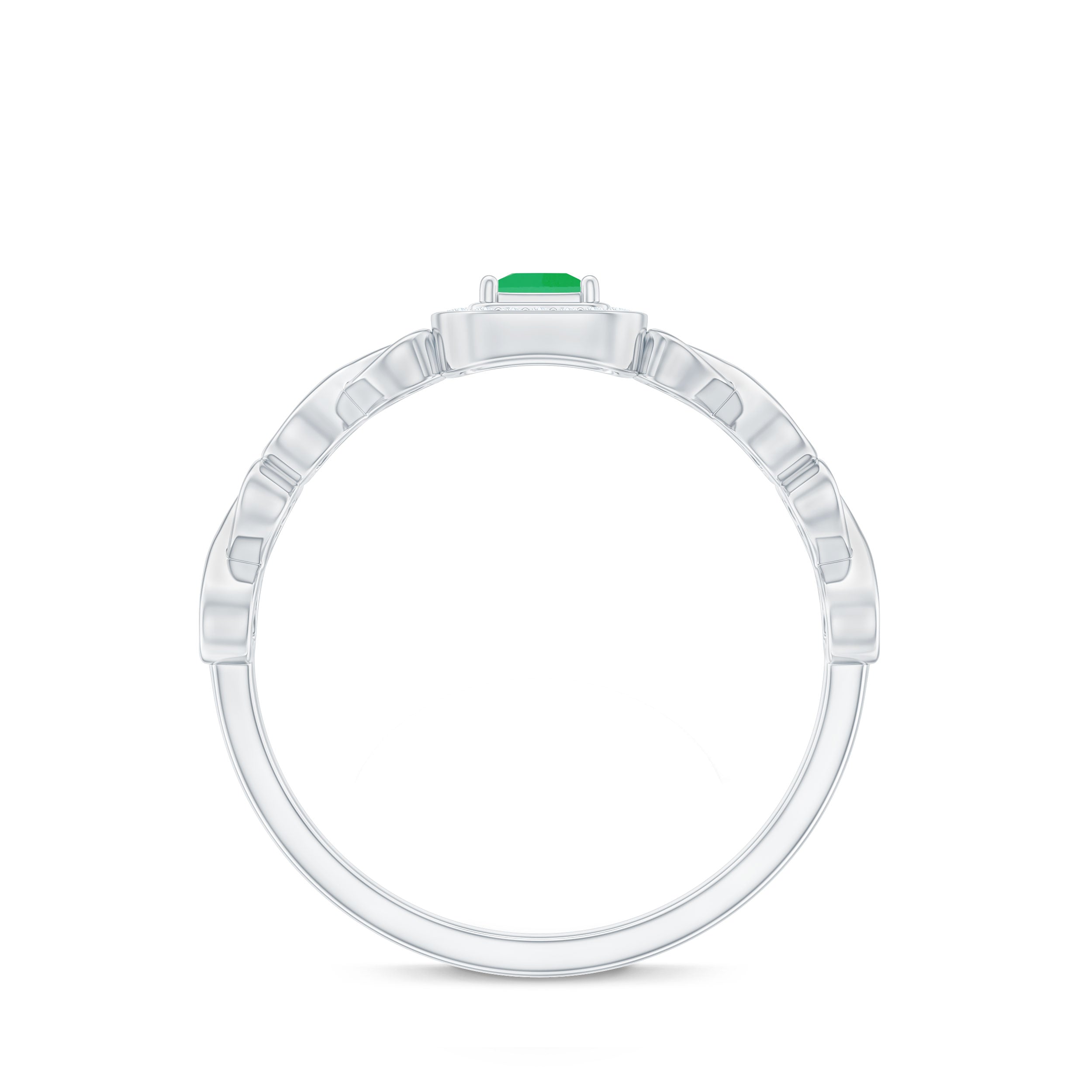 Rosec Jewels-Natural Princess Cut Emerald Diamond Promise Ring For Her