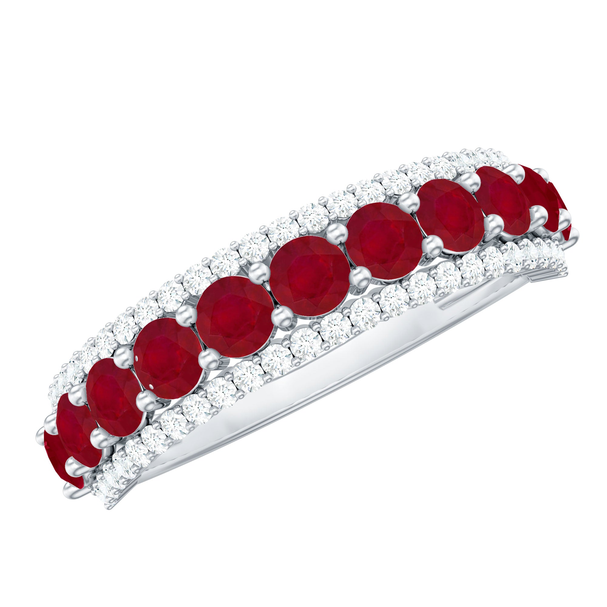 1.50 CT Ruby and Diamond Semi Eternity Ring