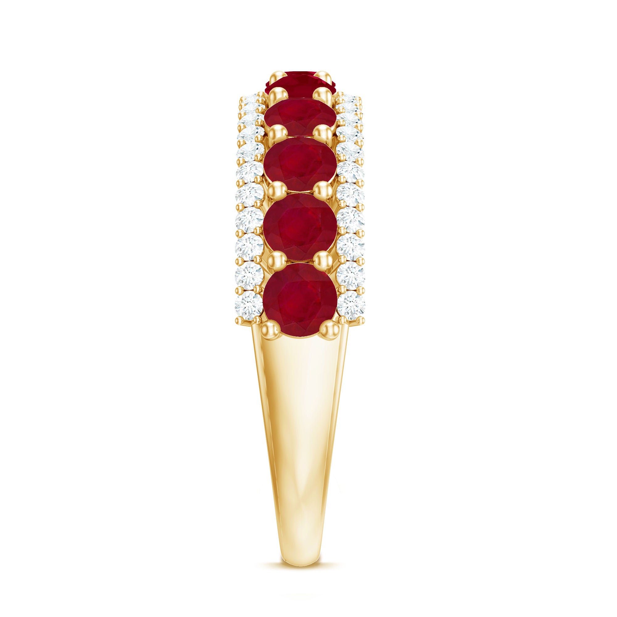 Natural Ruby Diamond Half Eternity Anniversary Band Ring for Women AAA - Rosec Jewels