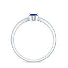 Natural 0.6 Carat Oval Shape Blue Sapphire Promise Ring with Split Shank AAA - Rosec Jewels