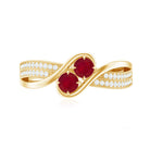 Natural Ruby To Et Moi Engagement Ring with Diamond AAA - Rosec Jewels