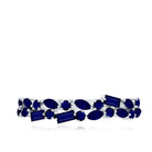 Natural Blue Sapphire Half Eternity Anniversary Ring for Women AAA - Rosec Jewels