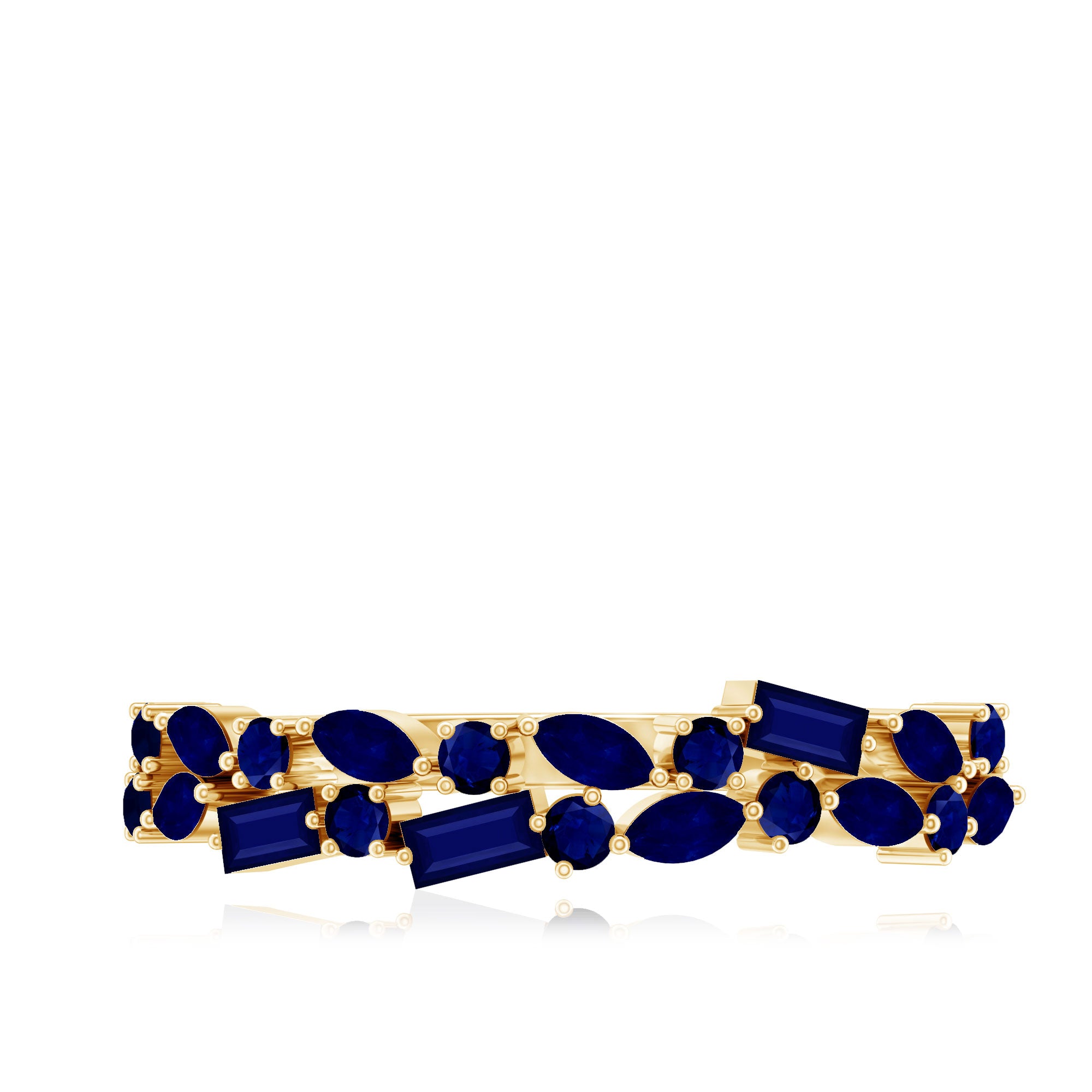 Natural Blue Sapphire Half Eternity Anniversary Ring for Women AAA - Rosec Jewels