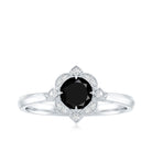 Vintage Looking 0.8 Carat Lab Grown Black and White Diamond Engagement Ring AAAA ( Synthetic ) - Rosec Jewels