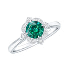 Lab Grown Emerald and Diamond Art Deco Engagement Ring AAAA - Rosec Jewels