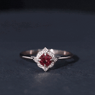 Rosec Jewels-Vintage Style Lab Grown Ruby and Diamond Engagement Ring