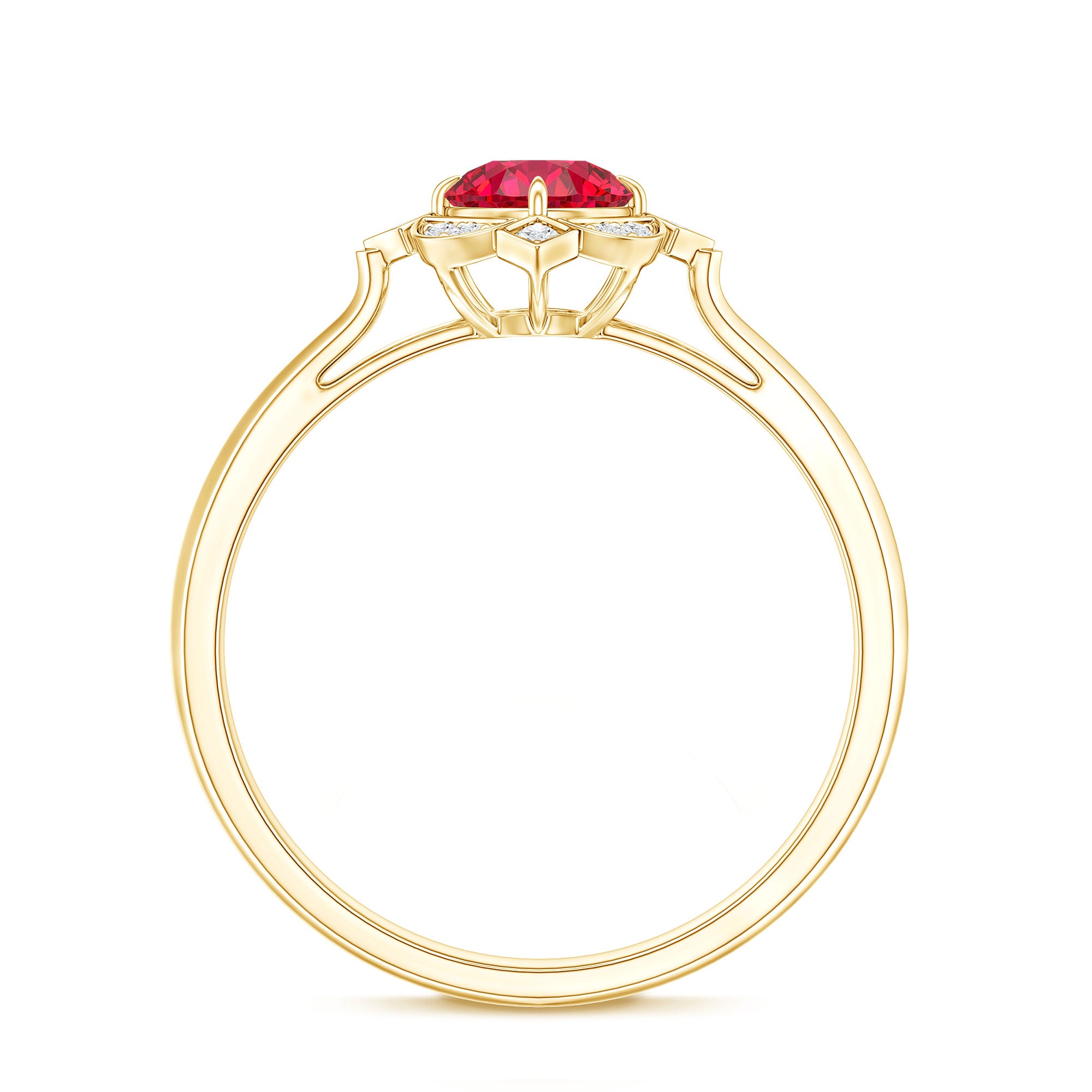 Rosec Jewels-Vintage Style Lab Grown Ruby and Diamond Engagement Ring