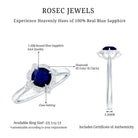 Vintage Style 0.9 Carat Blue Sapphire Engagement Ring with Diamond Halo AAA - Rosec Jewels