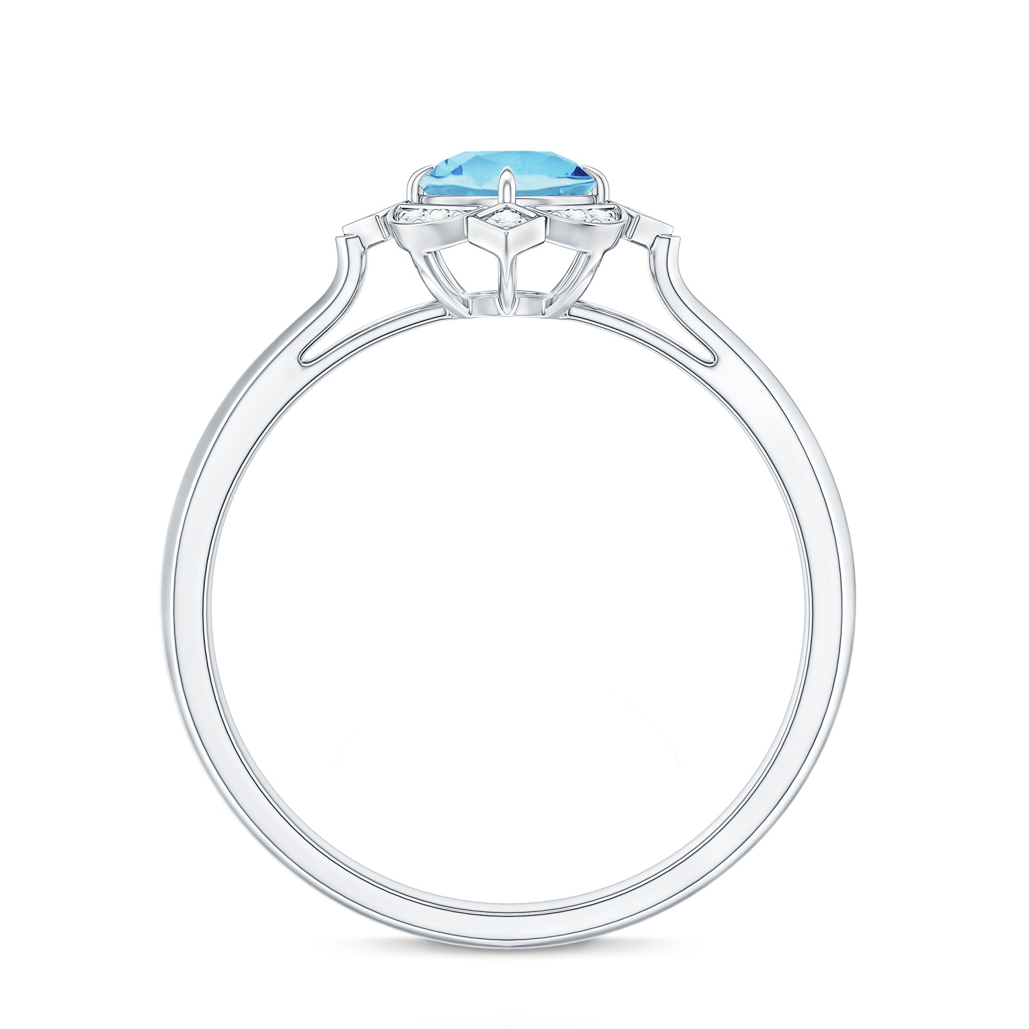 Vintage Inspired Aquamarine and Diamond Engagement Ring with Certificate AAA - Rosec Jewels