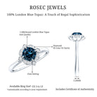 Round Cut London Blue Topaz and Diamond Flower Engagement Ring AAA - Rosec Jewels