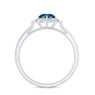 Round Cut London Blue Topaz and Diamond Flower Engagement Ring AAA - Rosec Jewels
