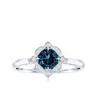 Round Cut London Blue Topaz and Diamond Flower Engagement Ring AAA - Rosec Jewels