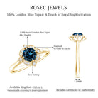 Round Cut London Blue Topaz and Diamond Flower Engagement Ring AAA - Rosec Jewels