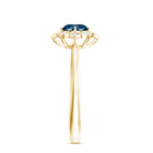 Round Cut London Blue Topaz and Diamond Flower Engagement Ring AAA - Rosec Jewels