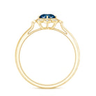 Round Cut London Blue Topaz and Diamond Flower Engagement Ring AAA - Rosec Jewels