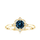 Round Cut London Blue Topaz and Diamond Flower Engagement Ring AAA - Rosec Jewels