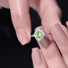 Vintage Inspired Round Peridot and Diamond Engagement Ring Peridot - ( AAA ) - Quality - Rosec Jewels